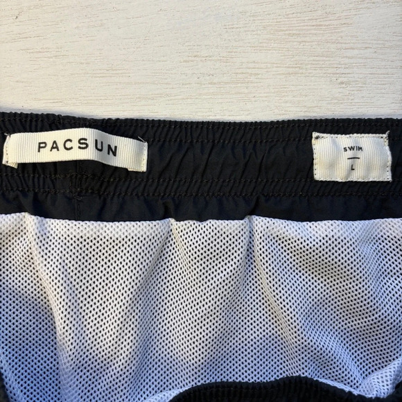 Pacsun Pacific Sunwear Los Angeles Swim Trunk  L Black Simple Minimalist Mesh - Picture 3 of 7
